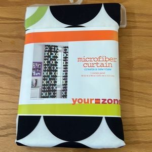Microfiber curtain. 40 w x 84” l. Black blue purple. New. 100% polyester